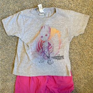 Marvel Guardians of the Galaxy Baby Groot Graphic Tee & shorts set kids size 5T